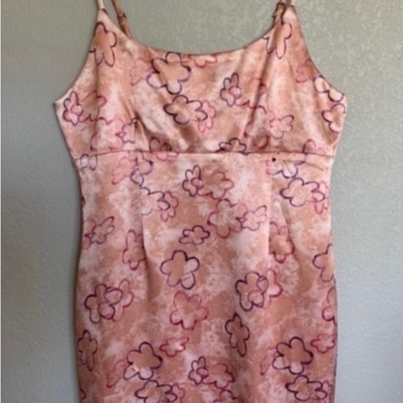 Wild Fable 90s Y2K Pink Artsy Abstract Floral Slip Dress Size Large - Picture 3 of 3